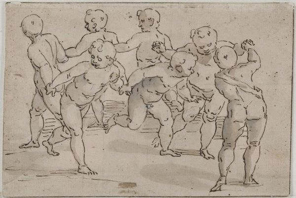 Luca Cambiaso, nei modi di : Gioco di putti  - Asta Dipinti Antichi - Associazione Nazionale - Case d'Asta italiane