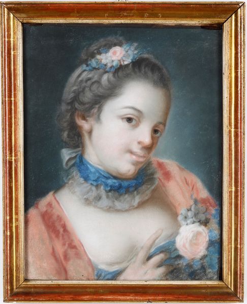 Scuola del XVIII secolo figura femminile con rosa  - Asta Dipinti Antichi - Associazione Nazionale - Case d'Asta italiane