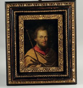 Artista rudolfino dell�inizio del XVII secolo Ritratto di personaggio in veste di Santo  - Asta Dipinti Antichi - Associazione Nazionale - Case d'Asta italiane