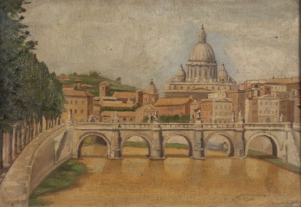 Carlo Socrate : Veduta del Tevere con San Pietro prima della demolizione della Spina di Borgo  - Asta Arte Moderna e Contemporanea - Associazione Nazionale - Case d'Asta italiane