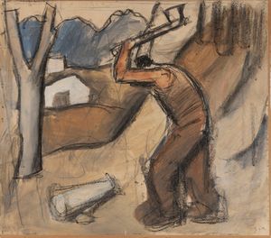 Mario Sironi - Paesaggio con taglialegna