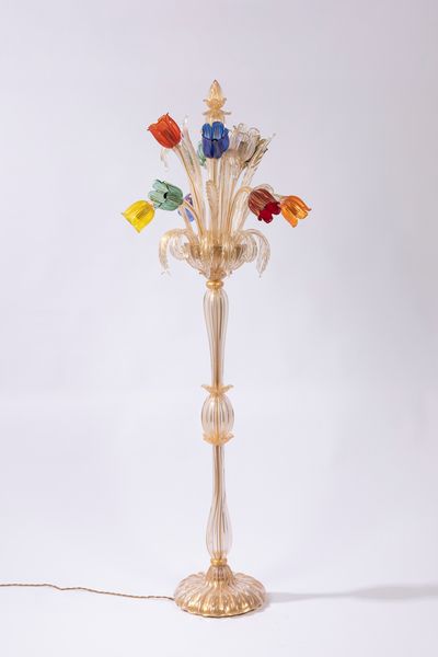 Archimede Seguso : Lampada da terra  - Asta Design e Arti Decorative - Associazione Nazionale - Case d'Asta italiane