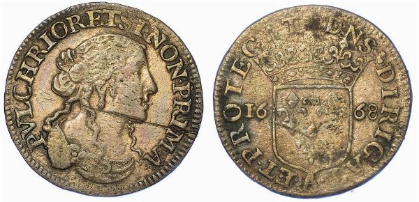 ARQUATA. LUIGINI ANONIMI PER IL LEVANTE, 1668-1669. Luigino 1668.  - Asta Numismatica - Associazione Nazionale - Case d'Asta italiane