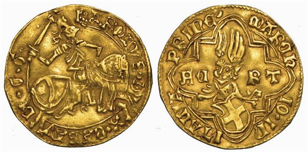 DUCATO DI SAVOIA. CARLO I DI SAVOIA. IL GUERRIERO, 1482-1490. Ducato d�oro (I tipo). Cornavin.  - Asta Numismatica - Associazione Nazionale - Case d'Asta italiane