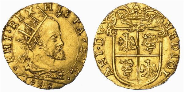 MILANO. FILIPPO II D'ASBURGO, 1556-1598. Doppia 1588.  - Asta Numismatica - Associazione Nazionale - Case d'Asta italiane