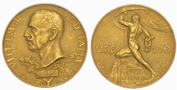 REGNO D'ITALIA. VITTORIO EMANUELE III DI SAVOIA, 1900-1946. 100 Lire 1925. Vetta d�Italia.  - Asta Numismatica - Associazione Nazionale - Case d'Asta italiane