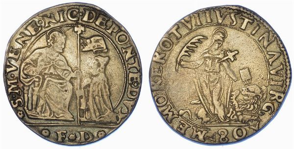 VENEZIA. NICOL DA PONTE, 1578-1585. Mezza Giustina maggiore da 80 soldi o 4 lire.  - Asta Numismatica - Associazione Nazionale - Case d'Asta italiane