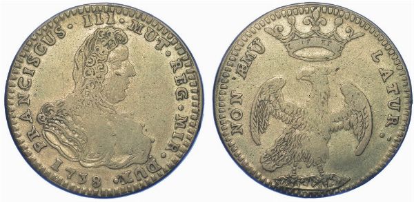 MODENA. FRANCESCO III D'ESTE, 1737-1780. 2 lire 1738.  - Asta Numismatica - Associazione Nazionale - Case d'Asta italiane