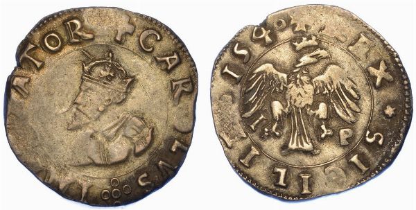 MESSINA. CARLO V D'ASBURGO, 1516-1556. 2 Tar� 1540.  - Asta Numismatica - Associazione Nazionale - Case d'Asta italiane
