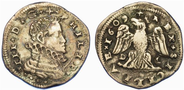 MESSINA. FILIPPO III DI SPAGNA, 1598-1621. 4 tar� 1609.  - Asta Numismatica - Associazione Nazionale - Case d'Asta italiane