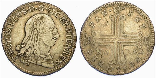 PALERMO. FERDINANDO III DI BORBONE, 1759-1816. 3 tar� 1793.  - Asta Numismatica - Associazione Nazionale - Case d'Asta italiane