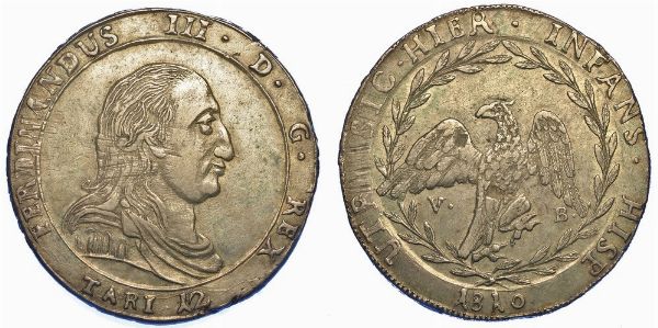 PALERMO. FERDINANDO III DI BORBONE, 1759-1816. 12 tar� 1810.  - Asta Numismatica - Associazione Nazionale - Case d'Asta italiane