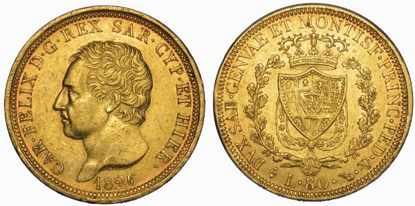 REGNO DI SARDEGNA. CARLO FELICE DI SAVOIA, 1821-1831. 80 Lire 1826. Torino.  - Asta Numismatica - Associazione Nazionale - Case d'Asta italiane