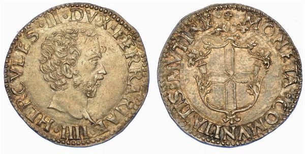 MODENA. ERCOLE II D'ESTE, 1534-1559. Bianco da 10 Soldi.  - Asta Numismatica - Associazione Nazionale - Case d'Asta italiane