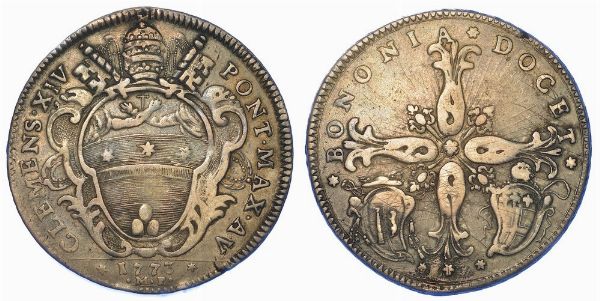 BOLOGNA. CLEMENTE XIV, 1769-1774. Mezzo Scudo 1773.  - Asta Numismatica - Associazione Nazionale - Case d'Asta italiane