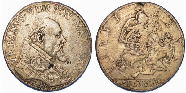 ROMA. URBANO VIII, 1623-1644. Piastra 1643/A. XX.  - Asta Numismatica - Associazione Nazionale - Case d'Asta italiane