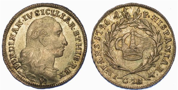 NAPOLI. FERDINANDO IV DI BORBONE, 1759-1816. Tar� da 20 Grani 1796.  - Asta Numismatica - Associazione Nazionale - Case d'Asta italiane
