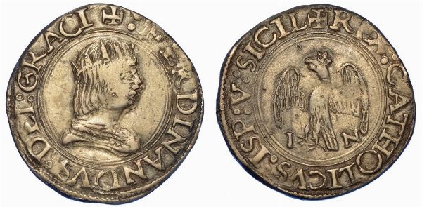 MESSINA. FERDINANDO D'ARAGONA, IL CATTOLICO, 1479-1516. Tar�.  - Asta Numismatica - Associazione Nazionale - Case d'Asta italiane