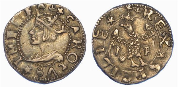 MESSINA. CARLO V D'ASBURGO, 1516-1556. Mezzo tarì.  - Asta Numismatica - Associazione Nazionale - Case d'Asta italiane