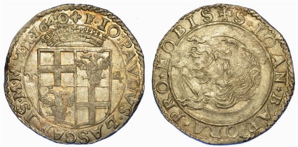 MALTA. JEAN PAUL DE LASCARIS CASTELLAR, 1636-1657. 4 Tar�.  - Asta Numismatica - Associazione Nazionale - Case d'Asta italiane