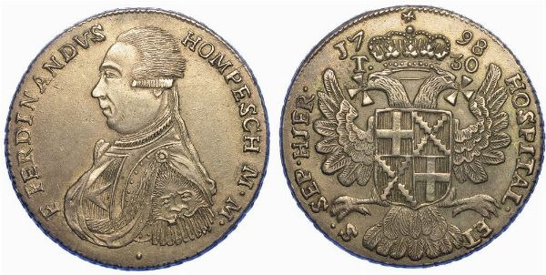 MALTA. FERDINAND VON HOMPESCH, 1797-1798. 30 tar� 1798.  - Asta Numismatica - Associazione Nazionale - Case d'Asta italiane