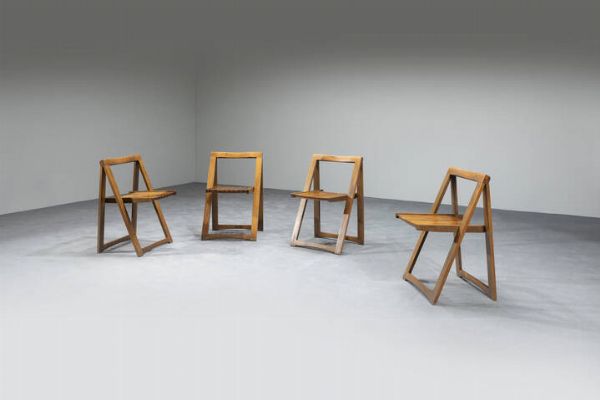 ALDO JACOBER : Quattro sedie pieghevoli mod. Trieste  - Asta Asta di Design - Associazione Nazionale - Case d'Asta italiane