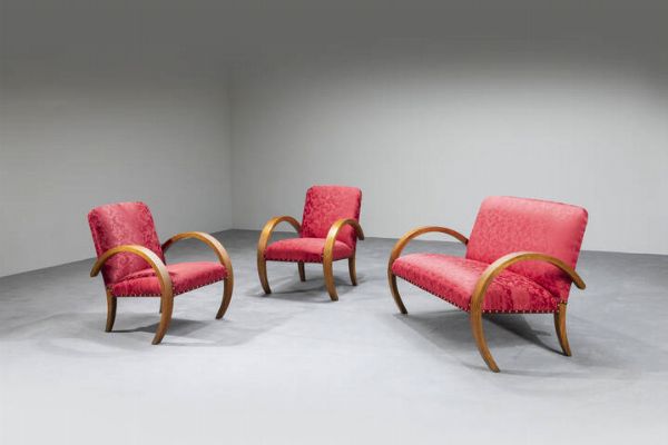 PRODUZIONE ITALIANA : Salotto composto da divano e coppia di poltrone  - Asta Asta di Design - Associazione Nazionale - Case d'Asta italiane