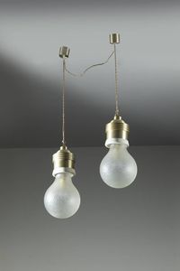 FONTANA ARTE  attribuito - Coppia di lampade a sospensione