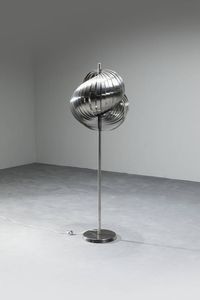 HENRI MATHIEU - Struttura in acciaio e alluminio spazzolato.  Anni '70 h cm 150x55  Piccoli difetti