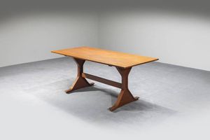 GIANFRANCO FRATTINI - Tavolo in legno.  Prod. Bernini  anni '60 cm 73x180x85 Bibl.: Domus (aprile 1963)  p d/120
