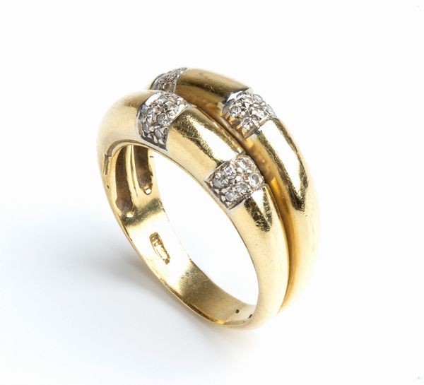 Anello in oro con diamanti  - Asta Gioielli, orologi, argenti e penne - Associazione Nazionale - Case d'Asta italiane