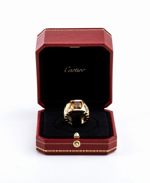 CARTIER: anello in oro con quarzo citrino  - Asta Gioielli, orologi, argenti e penne - Associazione Nazionale - Case d'Asta italiane