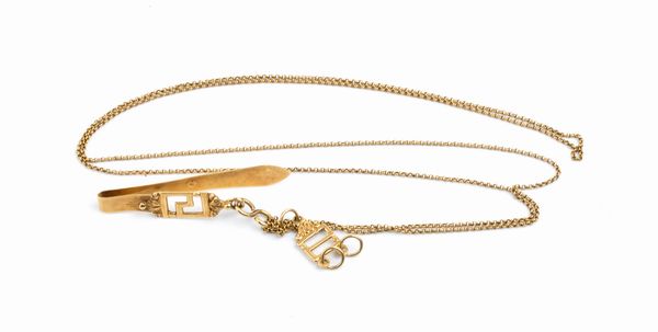 Catena con fermacravatta in oro - fine XIX secolo  - Asta Gioielli, orologi, argenti e penne - Associazione Nazionale - Case d'Asta italiane