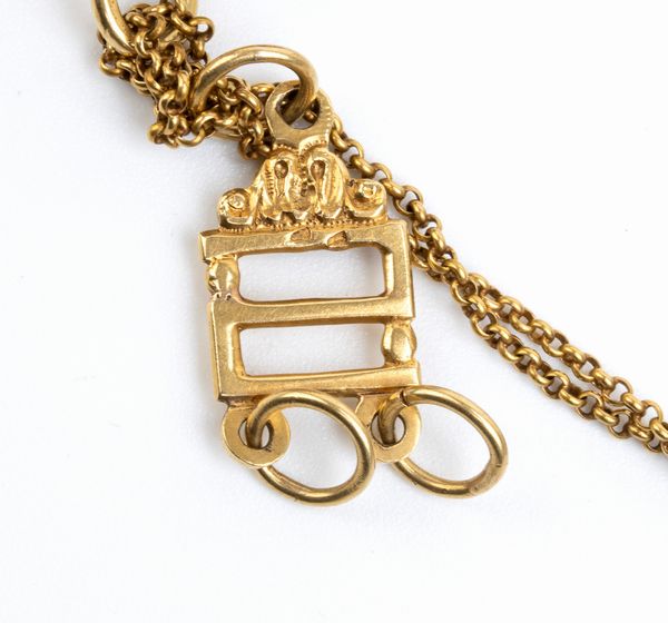 Catena con fermacravatta in oro - fine XIX secolo  - Asta Gioielli, orologi, argenti e penne - Associazione Nazionale - Case d'Asta italiane