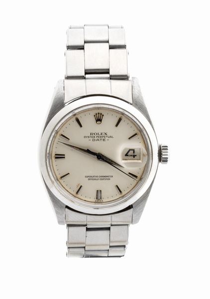ROLEX Oyster Perpetual Date: orologio da polso in acciaio ref. 1500, 1960  - Asta Gioielli, orologi, argenti e penne - Associazione Nazionale - Case d'Asta italiane