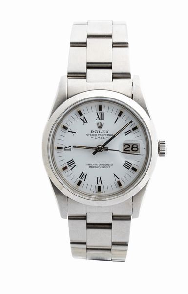ROLEX Oyster Perpetual Date: orologio da polso in acciaio ref. 1500, 1981  - Asta Gioielli, orologi, argenti e penne - Associazione Nazionale - Case d'Asta italiane