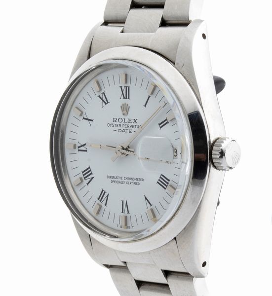 ROLEX Oyster Perpetual Date: orologio da polso in acciaio ref. 1500, 1981  - Asta Gioielli, orologi, argenti e penne - Associazione Nazionale - Case d'Asta italiane