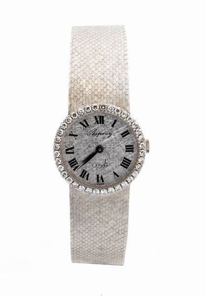 BAUME & MERCIER per ASPREY: orologio da polso Lady in oro bianco 18k e brillanti, anni '70  - Asta Gioielli, orologi, argenti e penne - Associazione Nazionale - Case d'Asta italiane