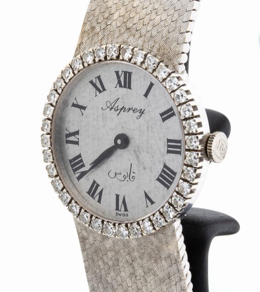 BAUME & MERCIER per ASPREY: orologio da polso Lady in oro bianco 18k e brillanti, anni '70  - Asta Gioielli, orologi, argenti e penne - Associazione Nazionale - Case d'Asta italiane