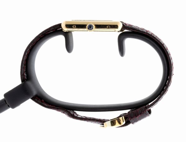 LE MUST DE CARTIER Tank: orologio da polso in argento vermeille, anni '70-'80  - Asta Gioielli, orologi, argenti e penne - Associazione Nazionale - Case d'Asta italiane