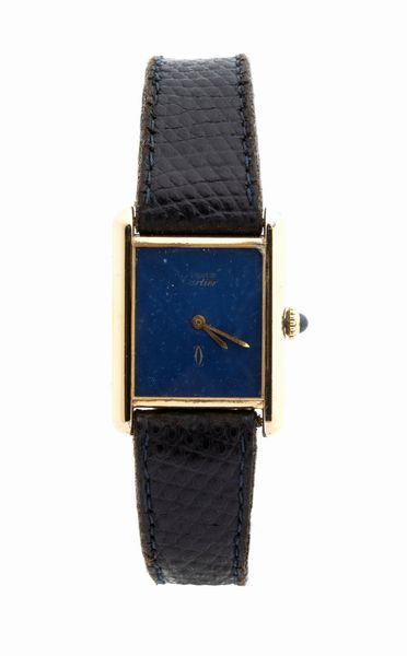 LE MUST DE CARTIER Tank: orologio da polso in argento vermeille, anni '70-'80  - Asta Gioielli, orologi, argenti e penne - Associazione Nazionale - Case d'Asta italiane