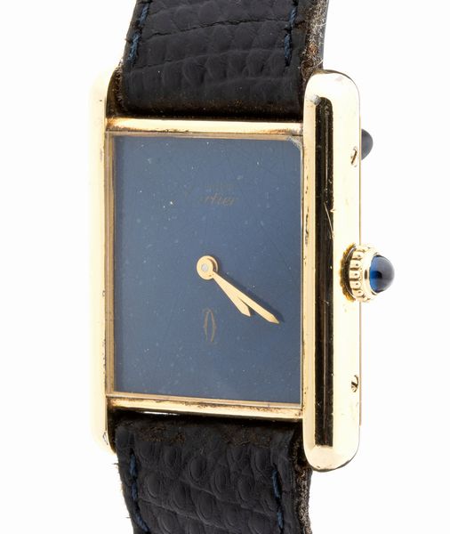 LE MUST DE CARTIER Tank: orologio da polso in argento vermeille, anni '70-'80  - Asta Gioielli, orologi, argenti e penne - Associazione Nazionale - Case d'Asta italiane