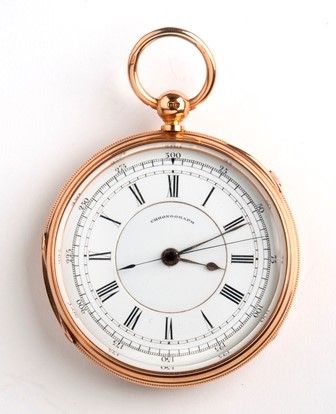 Orologio da tasca vittoriano inglese in oro 18k, cronografo 1/5 centre seconds  - Londra 1879  - Asta Gioielli, orologi, argenti e penne - Associazione Nazionale - Case d'Asta italiane