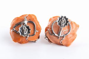 Paio di orecchini con corallo cerasuolo  - Asta Gioielli, orologi, argenti e penne - Associazione Nazionale - Case d'Asta italiane