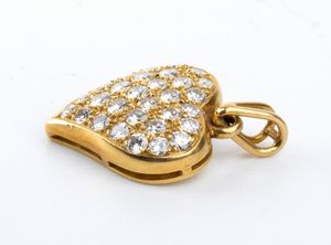 Pendente a forma di cuore in oro e diamanti  - Asta Gioielli, orologi, argenti e penne - Associazione Nazionale - Case d'Asta italiane
