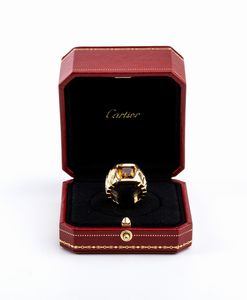 CARTIER: anello in oro con quarzo citrino  - Asta Gioielli, orologi, argenti e penne - Associazione Nazionale - Case d'Asta italiane