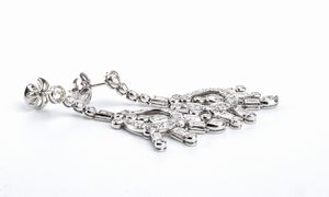 Orecchini pendenti in platino con diamanti - Anni '50  - Asta Gioielli, orologi, argenti e penne - Associazione Nazionale - Case d'Asta italiane