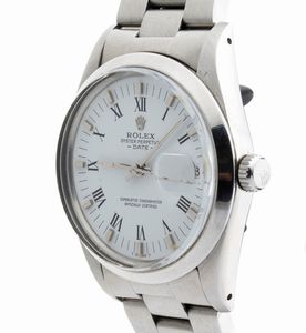 ROLEX Oyster Perpetual Date: orologio da polso in acciaio ref. 1500, 1981  - Asta Gioielli, orologi, argenti e penne - Associazione Nazionale - Case d'Asta italiane