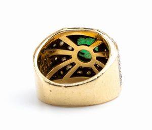 TIFFANY: anello a fascia in oro con smeraldo e diamanti  - Asta Gioielli, orologi, argenti e penne - Associazione Nazionale - Case d'Asta italiane