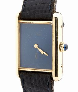 LE MUST DE CARTIER Tank: orologio da polso in argento vermeille, anni '70-'80  - Asta Gioielli, orologi, argenti e penne - Associazione Nazionale - Case d'Asta italiane